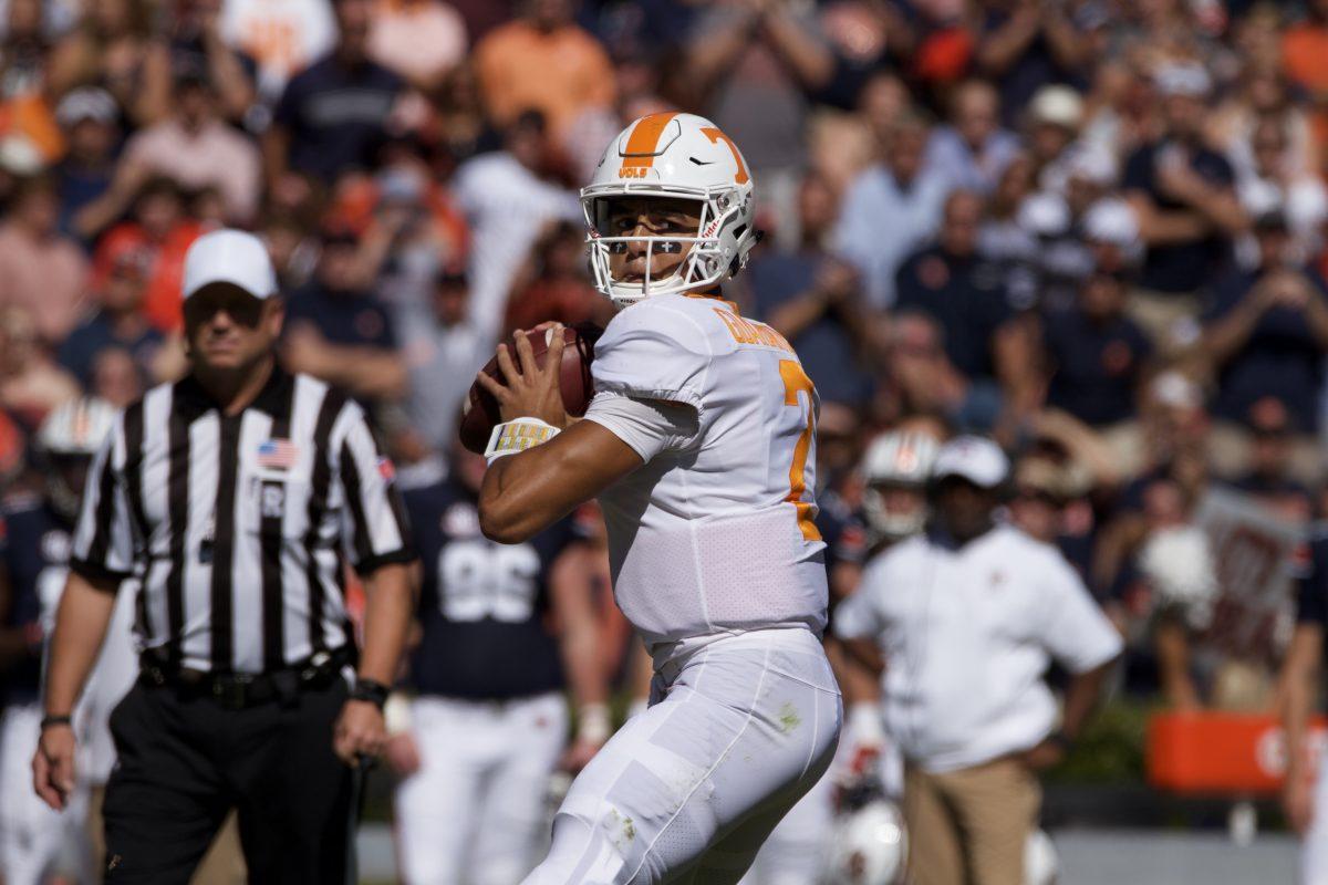 Jarrett Guarantano, #2, during game against Auburn on Oct. 13, 2018 at Jordan-Hare Stadium.