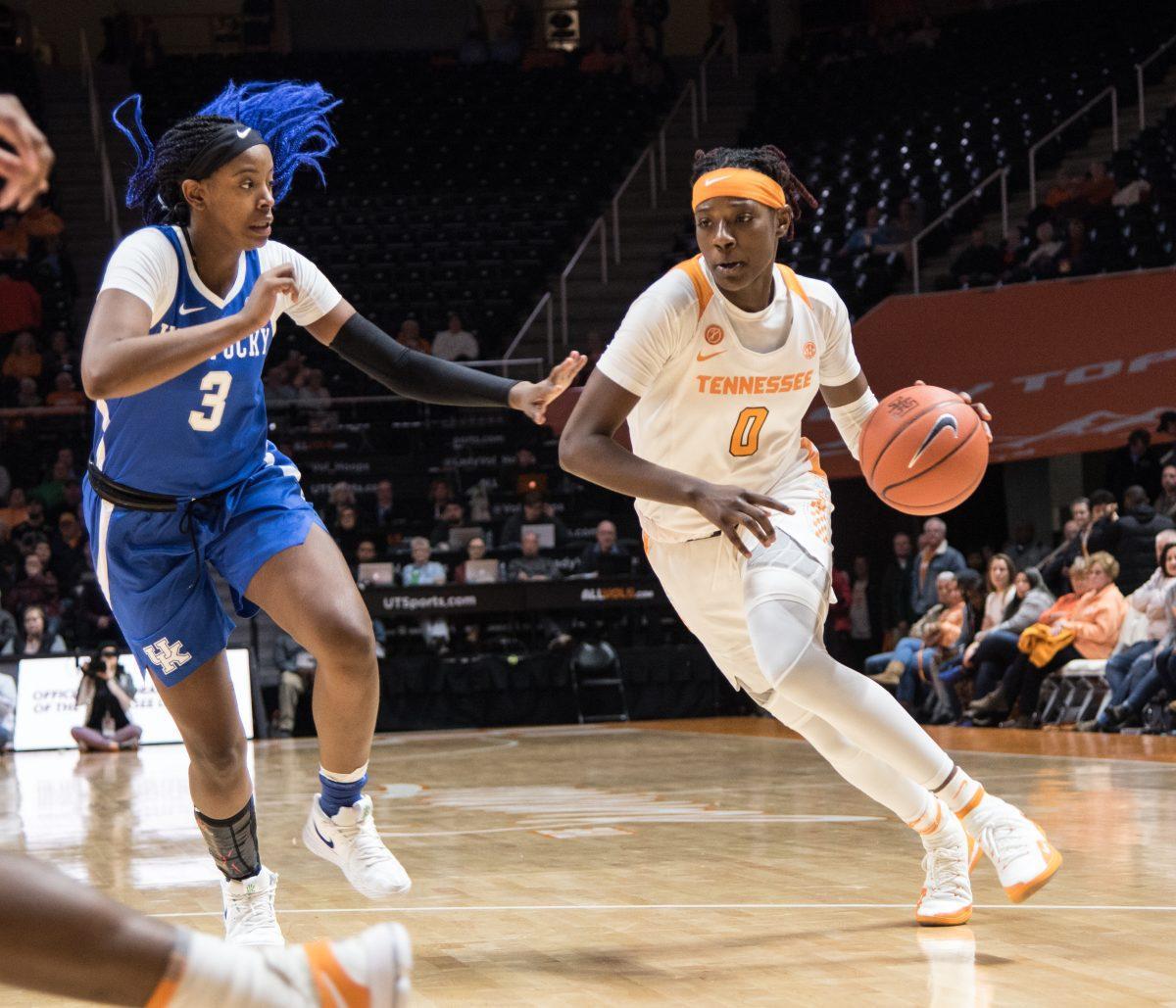 Rennia Davis, #0, during game against Kentucky on Jan. 10, 2019 at Thomspon-Boling Arena.
