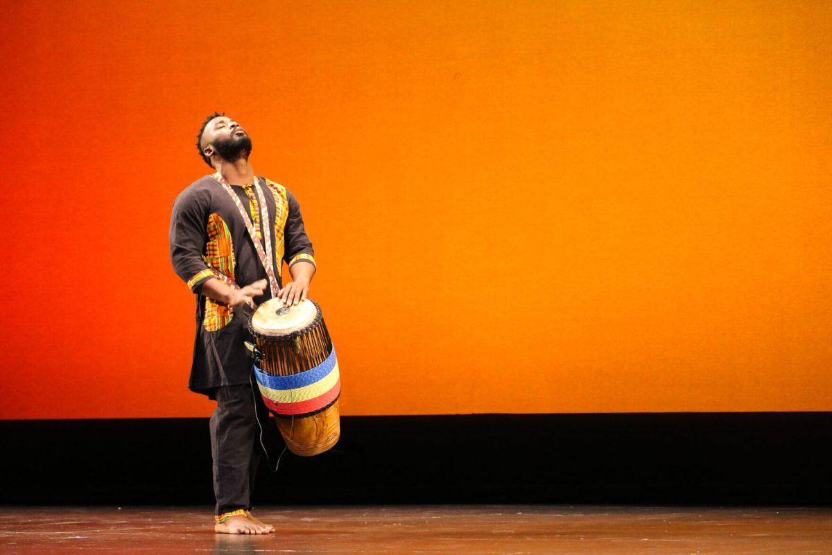 The ZuZu African Acrobats performing thrilling stunts for a captivated audience at The University of Tennessee on Feb. 22, 2021.