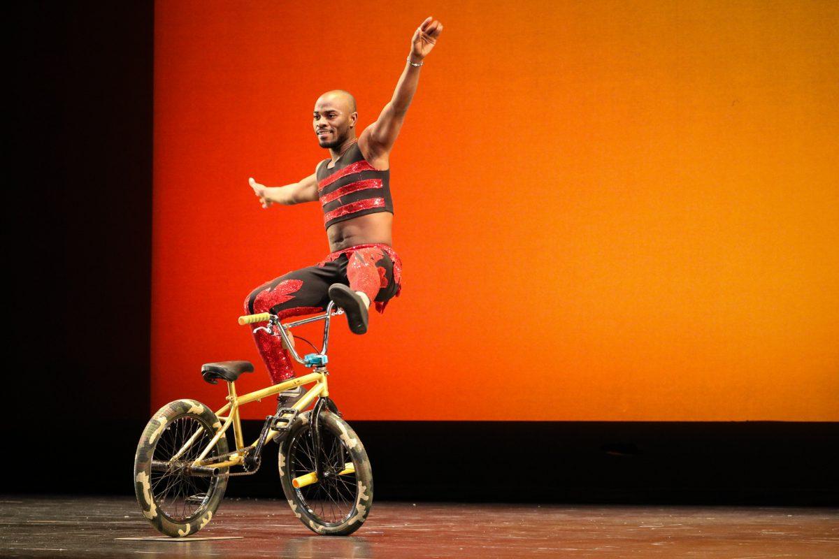 The ZuZu African Acrobats performing thrilling stunts for a captivated audience at The University of Tennessee on Feb. 22, 2021.
