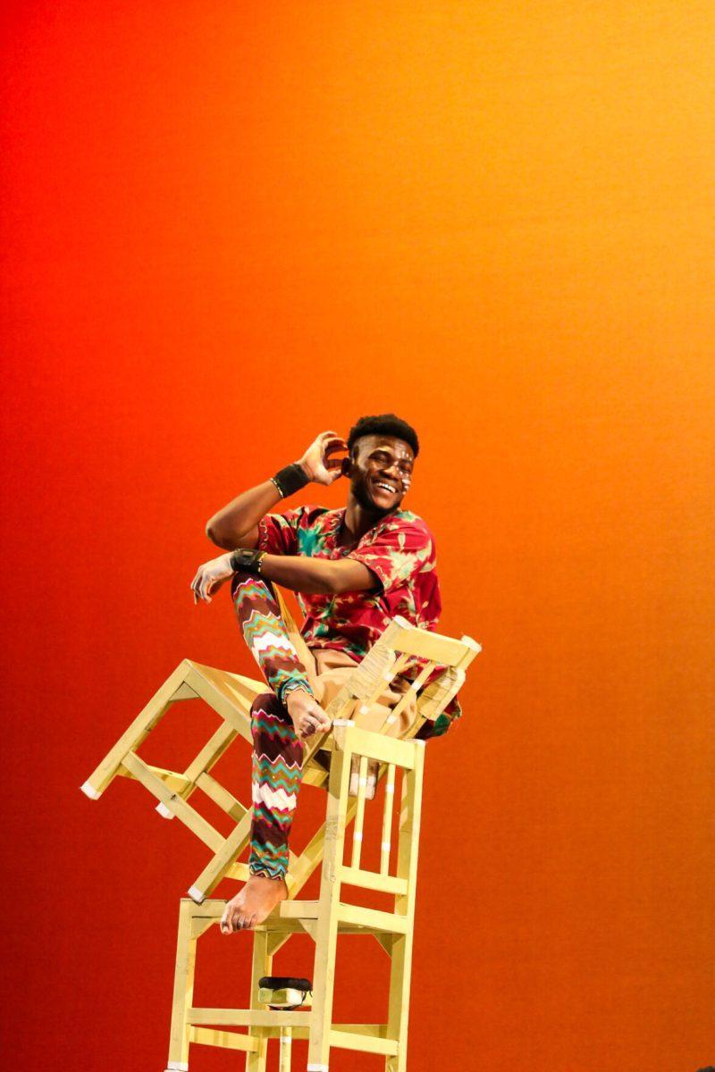 The ZuZu African Acrobats performing thrilling stunts for a captivated audience at The University of Tennessee on Feb. 22, 2021.