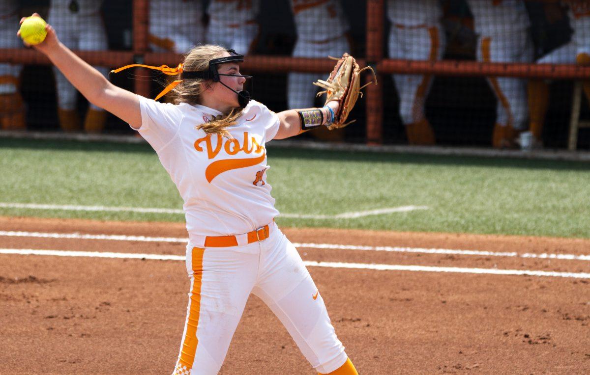 #14, Ashley Rogers prepares to pitch the ball during the NCAA Regional Final against the University of North Carolina on Sunday, May 19, 2019.