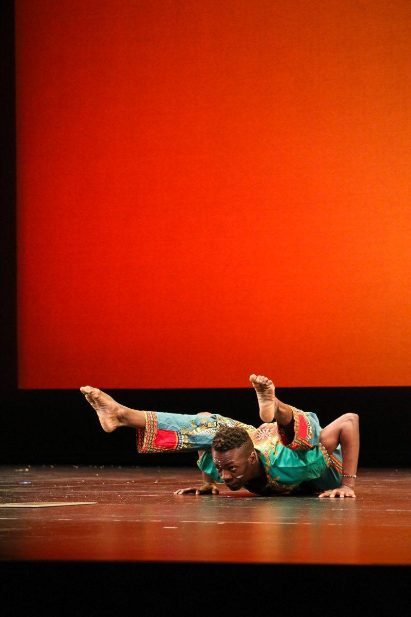 The ZuZu African Acrobats performing thrilling stunts for a captivated audience at The University of Tennessee on Feb. 22, 2021.