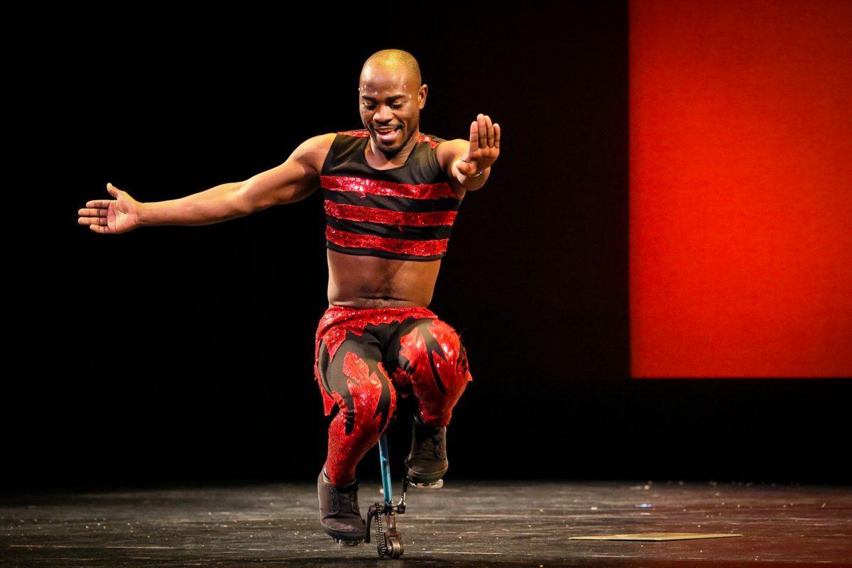 The ZuZu African Acrobats performing thrilling stunts for a captivated audience at The University of Tennessee on Feb. 22, 2021.