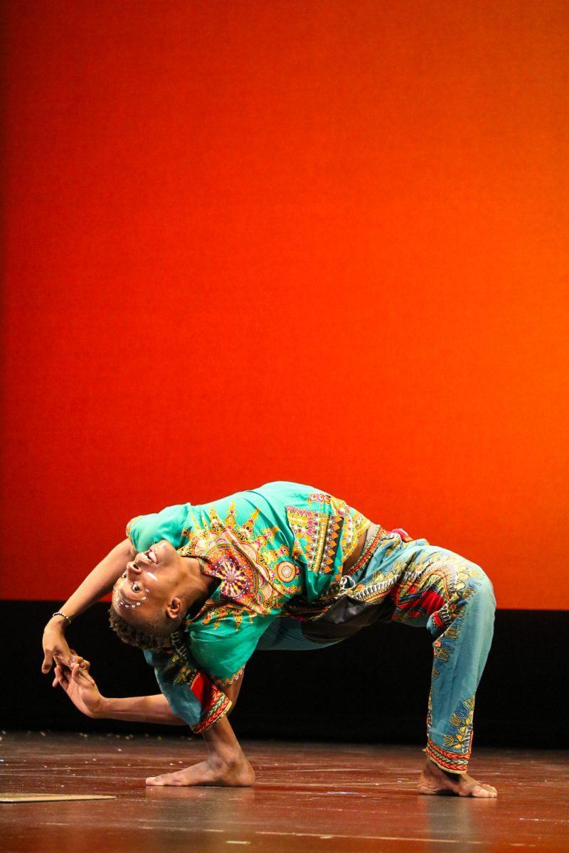 The ZuZu African Acrobats performing thrilling stunts for a captivated audience at The University of Tennessee on Feb. 22, 2021.