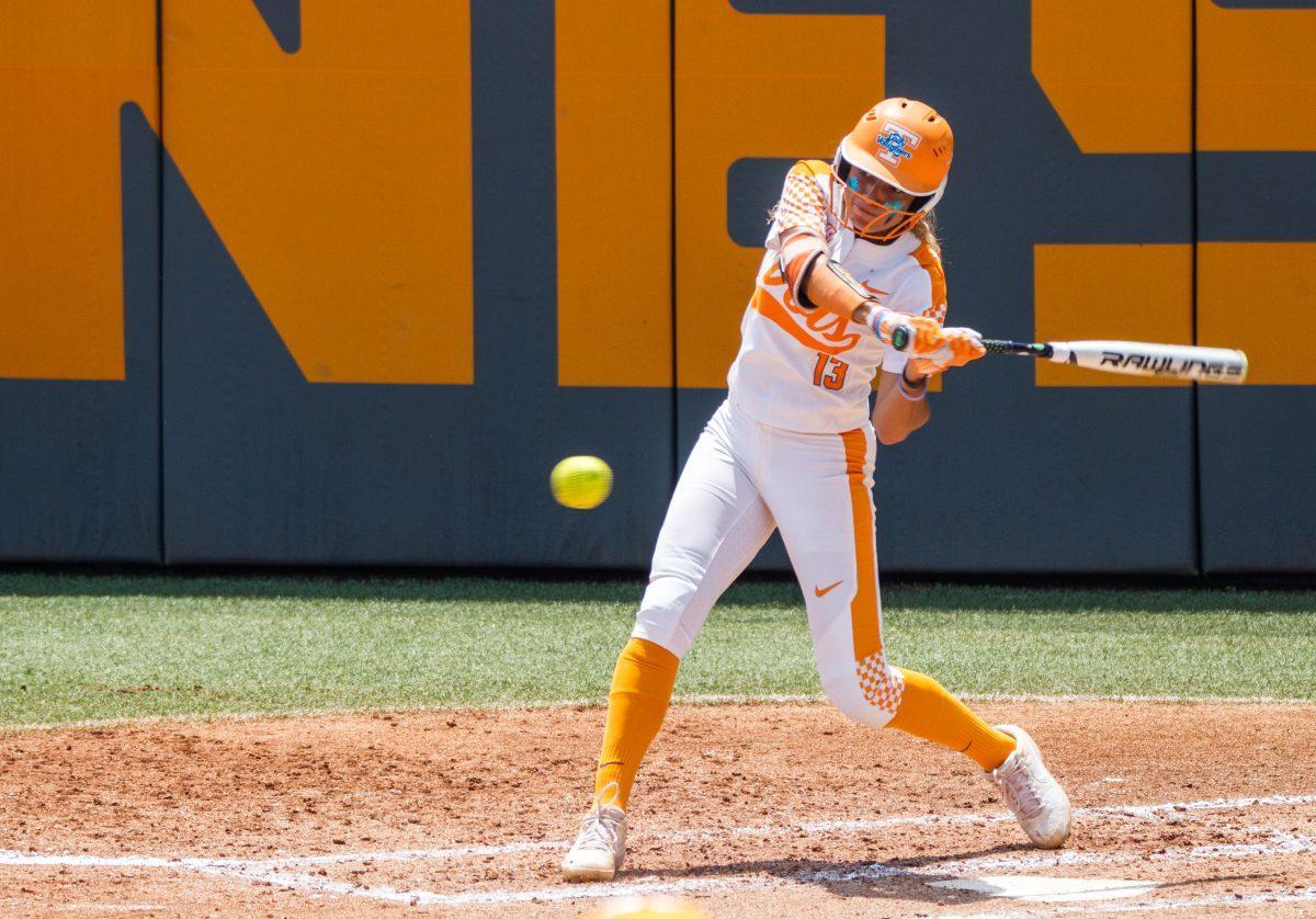 #13, Amanda Ayala prepares to hit the ball during the NCAA Regional Final against the University of North Carolina on Sunday, May 19, 2019.