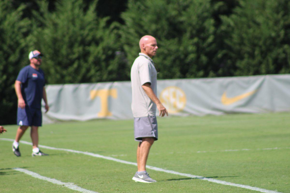 Tennessee head coach Brian Pensky during the No. 10 Vols' win over the University of Tennessee-Martin, Sept. 2, 2018
