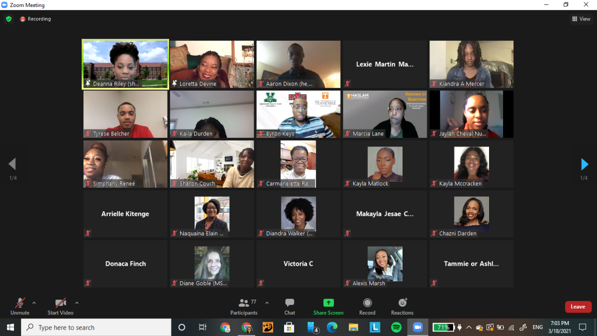Photo of virtual event March 18 with Loretta Devine