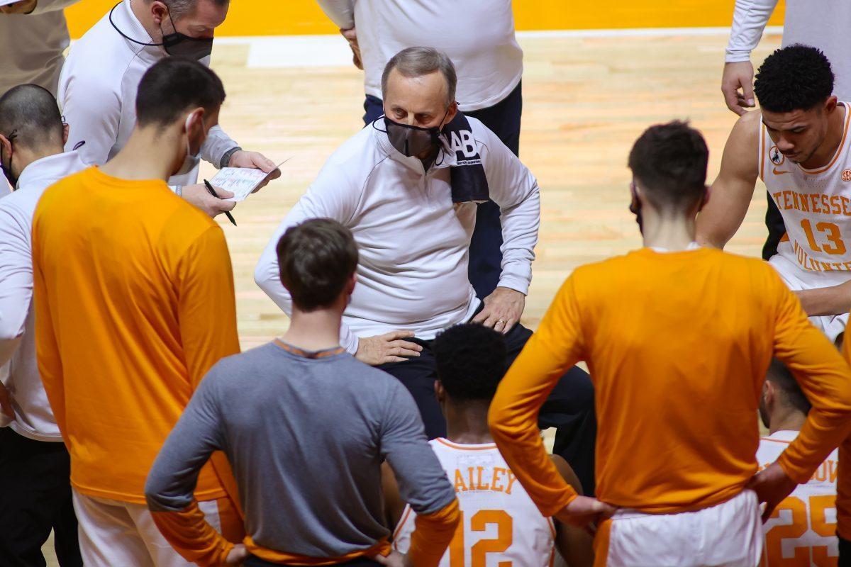 Feb 17, 2021; Knoxville, Tennessee, USA; Tennessee Volunteers head coach Rick Barnes during the first half against the South Carolina Gamecocks at Thompson-Boling Arena. Mandatory Credit: Randy Sartin-USA TODAY Sports