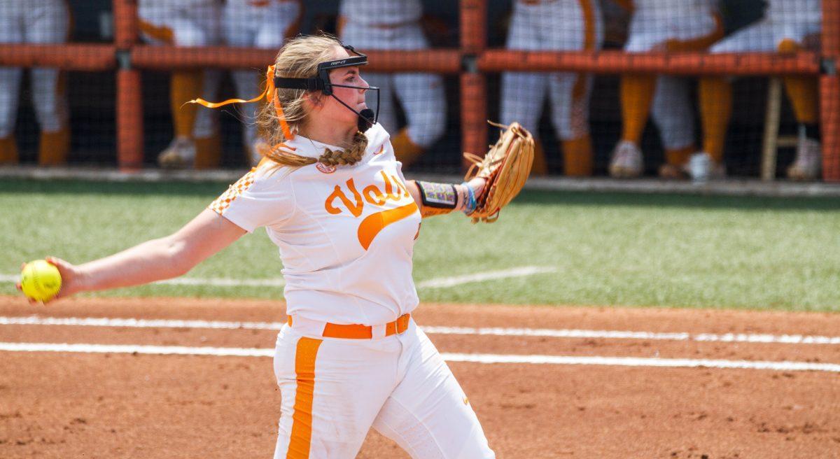 #14, Ashley Rogers prepares to pitch the ball during the NCAA Regional Final against the University of North Carolina on Sunday, May 19, 2019.