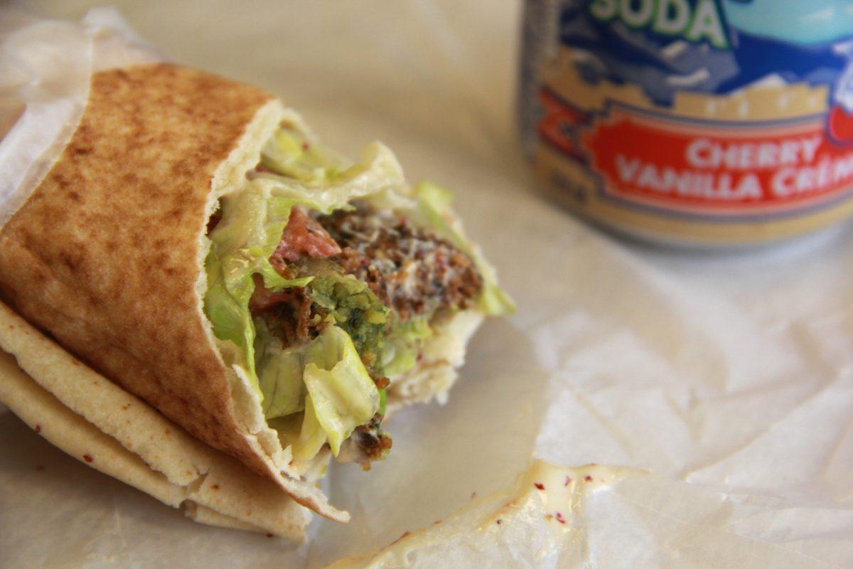 A falafel wrap from Yassin's Falafel House.