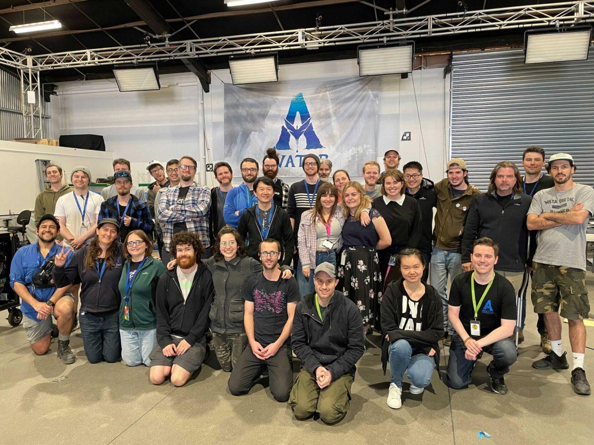 UT alum and film editor Ben Murphy pictured with the "Avatar" sequel team in New Zealand.