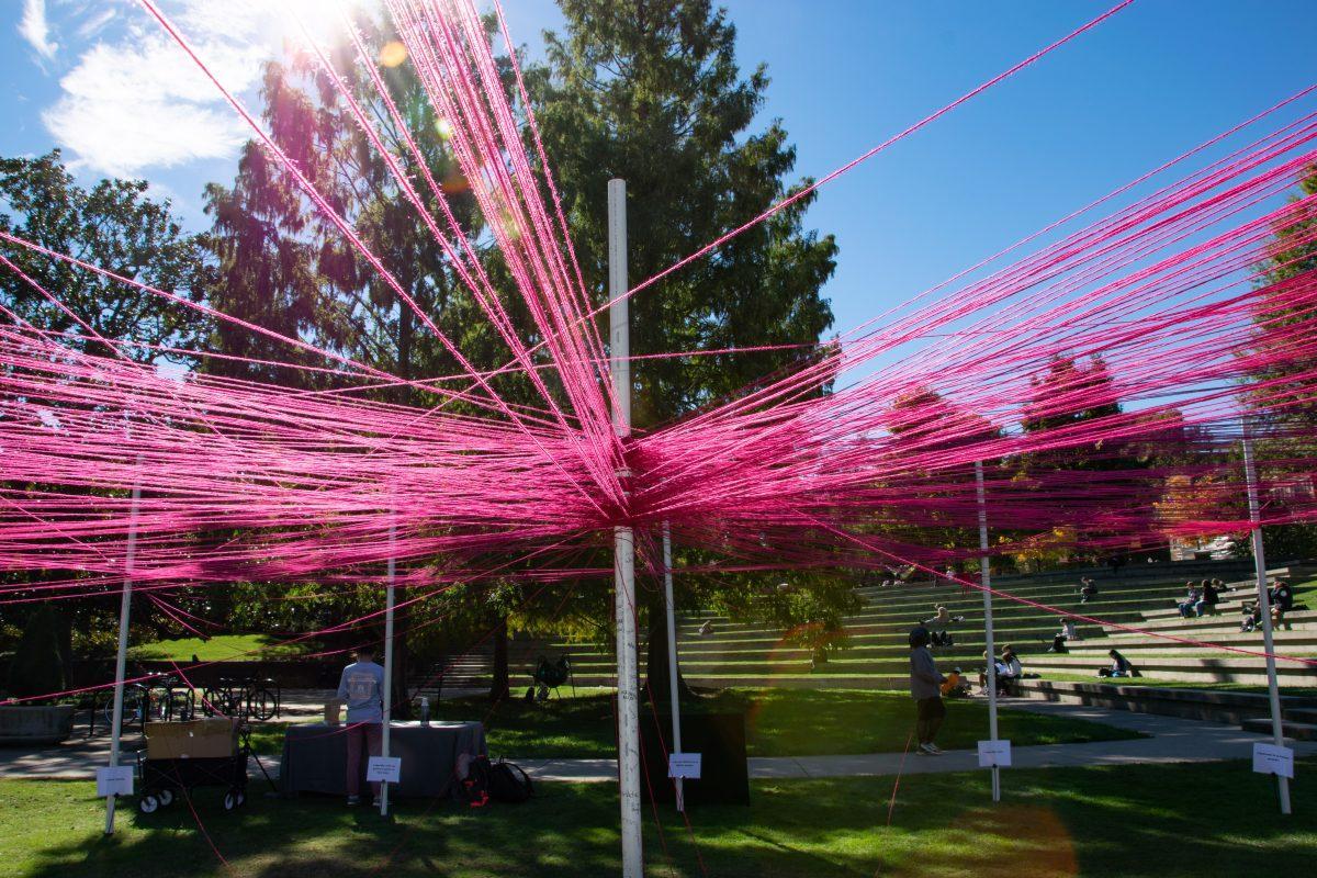 Strings woven by students at The Unity Project event put on by the Student Government Association in HSS Plaza on Wednesday, Oct 27, 2021.