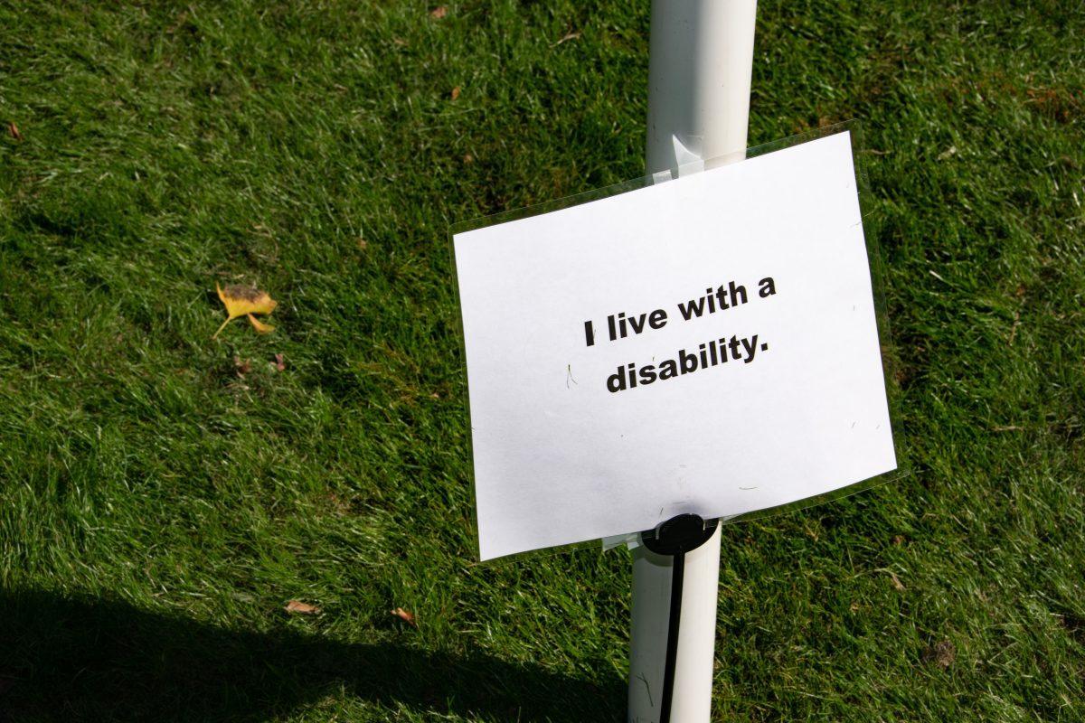 An identity marking one post at SGA's The Unity Project in HSS lawn on Wednesday, Oct 27, 2021.
