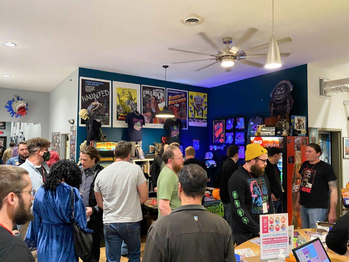 Inside of Central Cinema on Saturday Oct. 23, 2021, guests partake in concessions during the annual Knoxville Horror Film Fest.