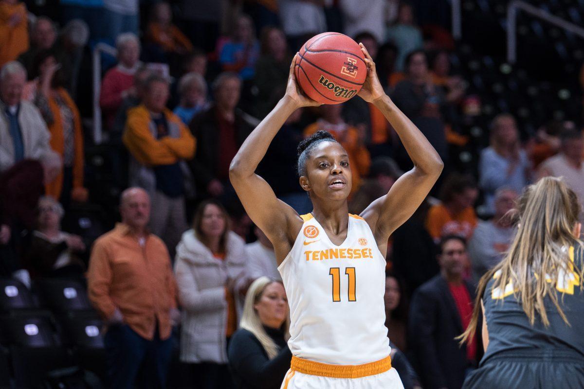 File: Diamond DeShields, guard #11 of the Tennessee Lady Volunteers against Appalachian State at Thompson-Boling Arena on Dec. 14, 2016.