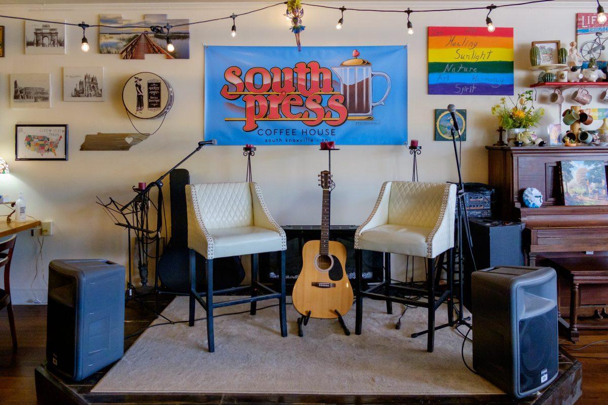 Interior shot of South Press, an LGBTQ-friendly coffee shop, on Friday Oct. 1, 2021 located on 3615 Chapman Hwy. Local musicians are a frequent sight of South Press, adding to its comfy atmosphere.