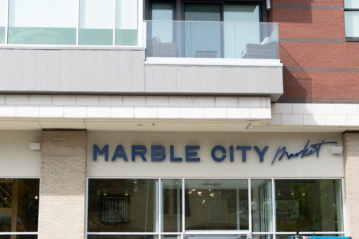 Exterior of Knoxville's new Marble City Market food hall, a 15,000 square foot site in downtown Knoxville welcoming UT students, Knoxville residents, and visitors to stay and dine. Friday Oct. 22, 2021.