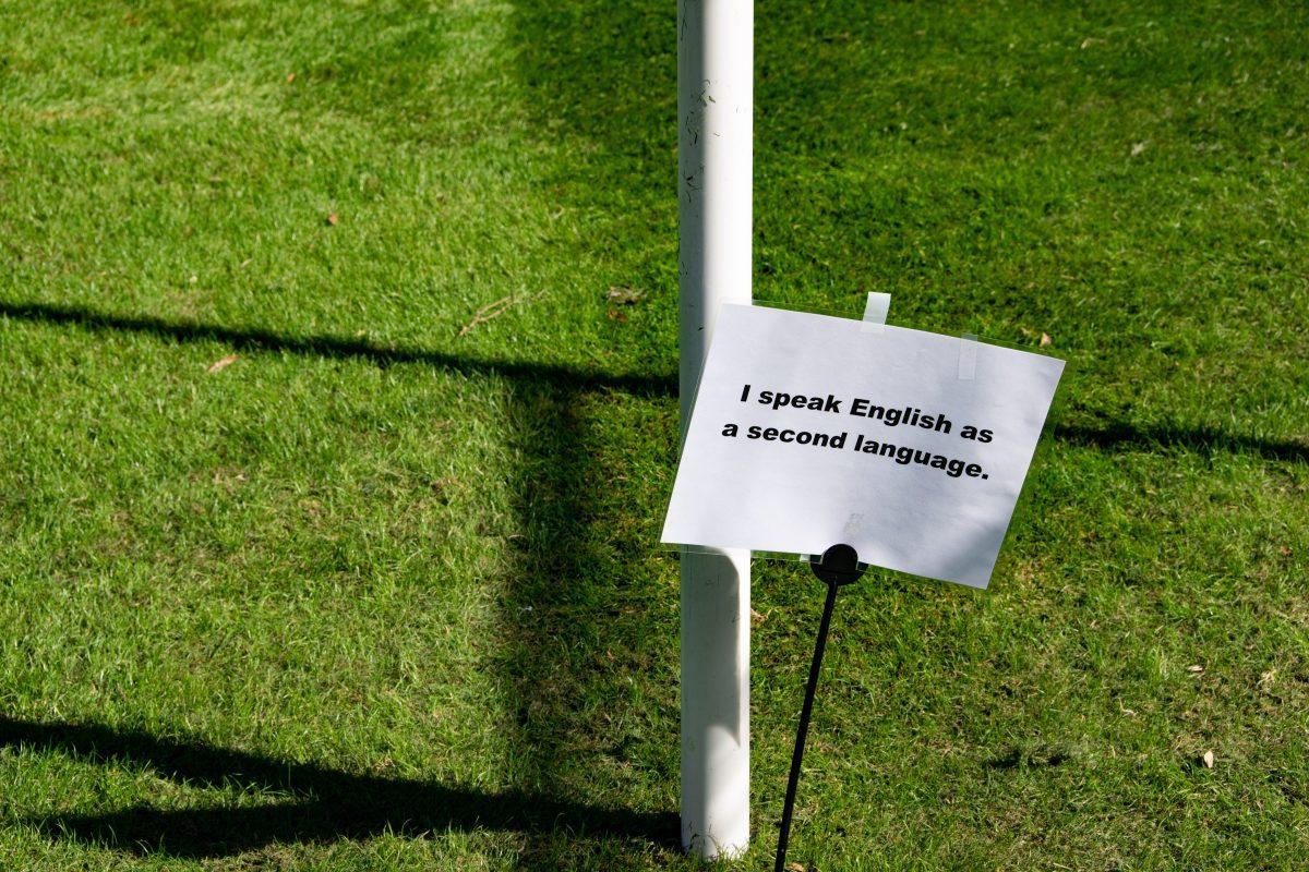 An identity marking one post at SGA's The Unity Project in HSS lawn on Wednesday, Oct 27, 2021.