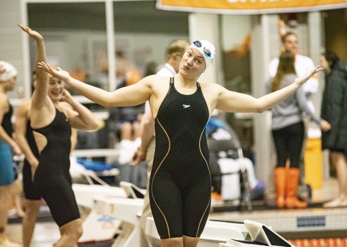 Tennessee's Alex Gebel before the women's 200 meter breaststroke race at the Tennessee swimming and diving invitational on Sunday, November 24, 2019 at the Allan Jones Intercollegiate Aquatic Center.