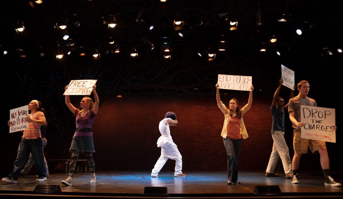 Cast from the March 2022 Clarence Brown Theatre production of "Blood at the Root," a play by Dominique Morisseau based on the Jena 6.
