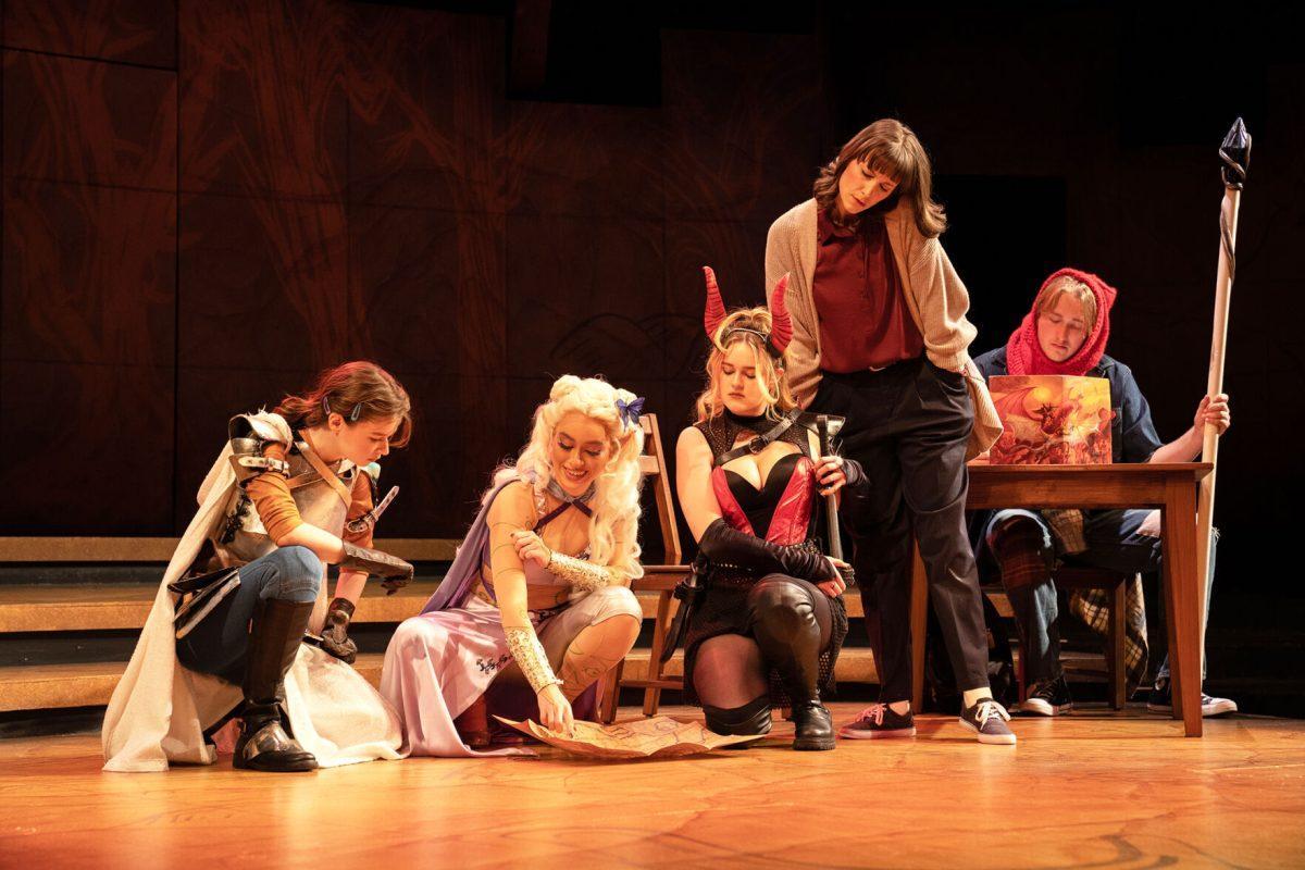 (From left to right) Rachel Allion, Xitlalli Dawson, Gwyneth Doppelt, and Rachel Darden Jackson Ahern in "She Kills Monsters," which runs at the Carousel Theatre through April 10. 
