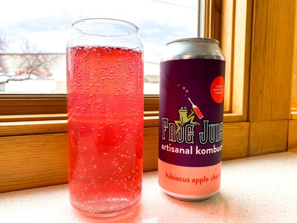 Frog Juice Kombucha is sold at Honeybee Coffee Co. in Knoxville, TN. The can design reflects the color of the kombucha found inside. Tuesday Mar 8, 2022.