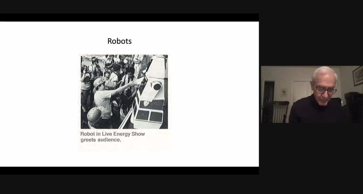 Arthur Molella presents to UT students about the 1982 World's Fair on Zoom on Thursday, March 10th. 