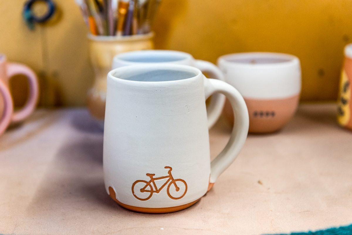 Pieces by local clay artist Stacy Shepanek in her studio at Mighty Mud in Knoxville, TN. Tuesday, March 8, 2022.