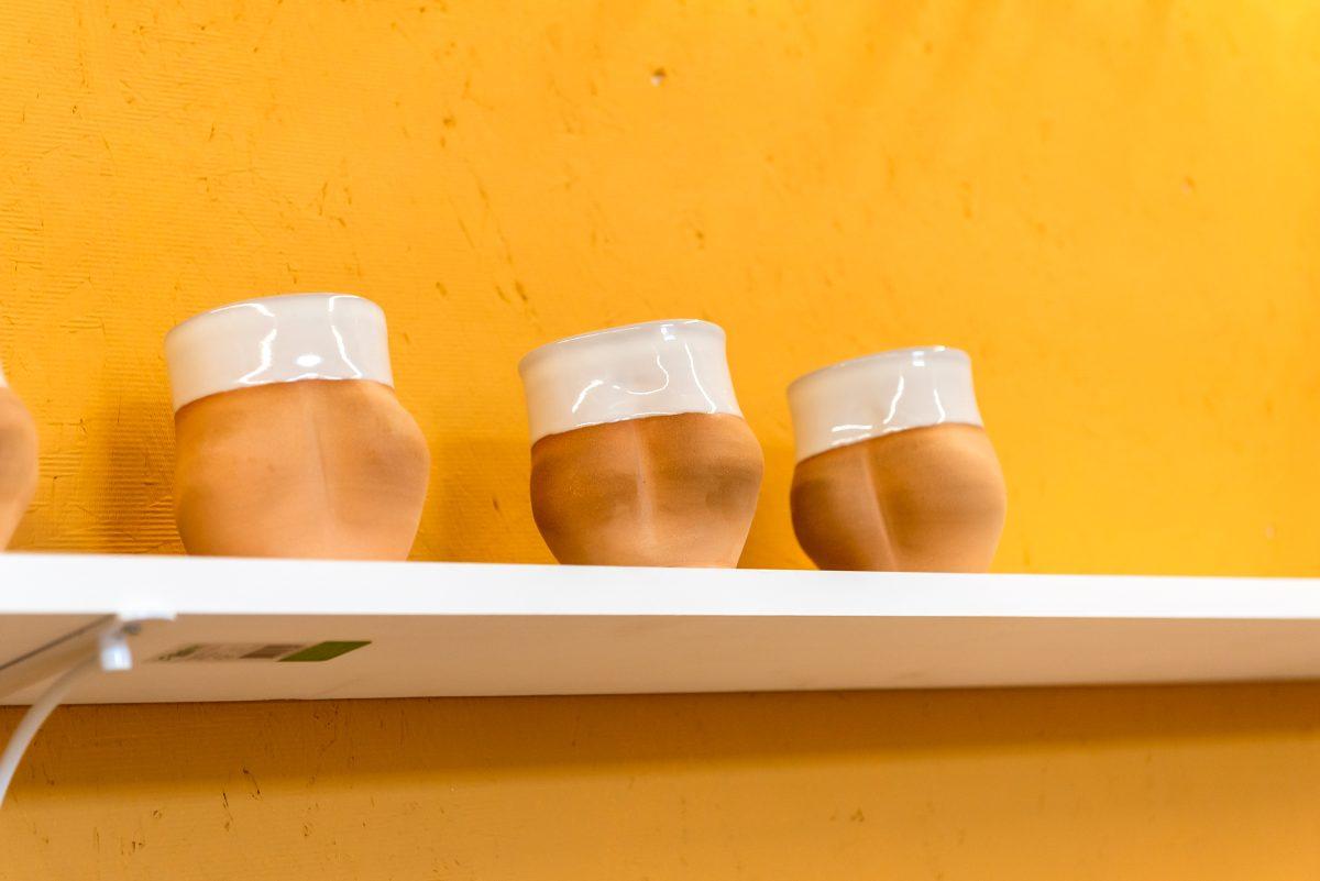 "Butt mugs" by local clay artist Stacy Shepanek in her studio at Mighty Mud in Knoxville, TN. Tuesday, Mar 8, 2022.