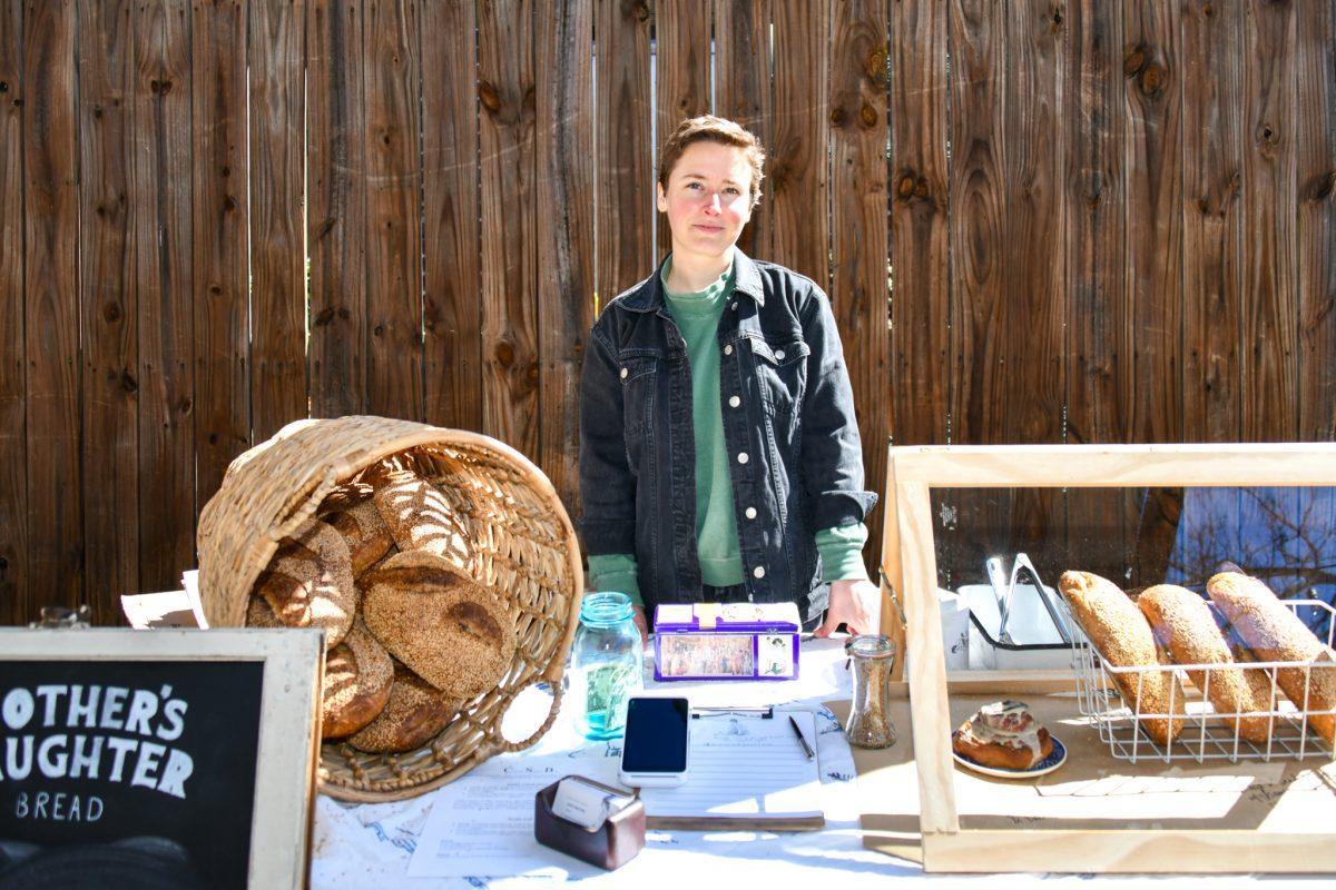 Meade Armstrong, owner of Mother's Daughter Bread, at the Sunday Social Market hosted by Honeymouth. Sunday, Mar. 27, 2022.