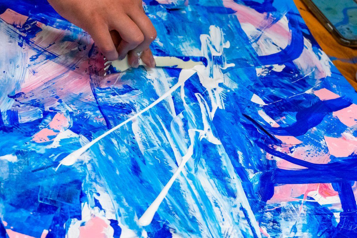 Artwork in progress at the Pride Center's Transgender Joy Art Project. Thursday Mar. 31, 2022