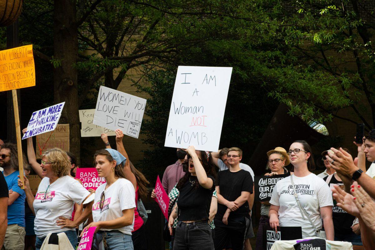 A crowd gathered at Krutch Park and poured into Gay Street to protest the overturning of Roe v. Wade on Friday, June 24, 2022.  