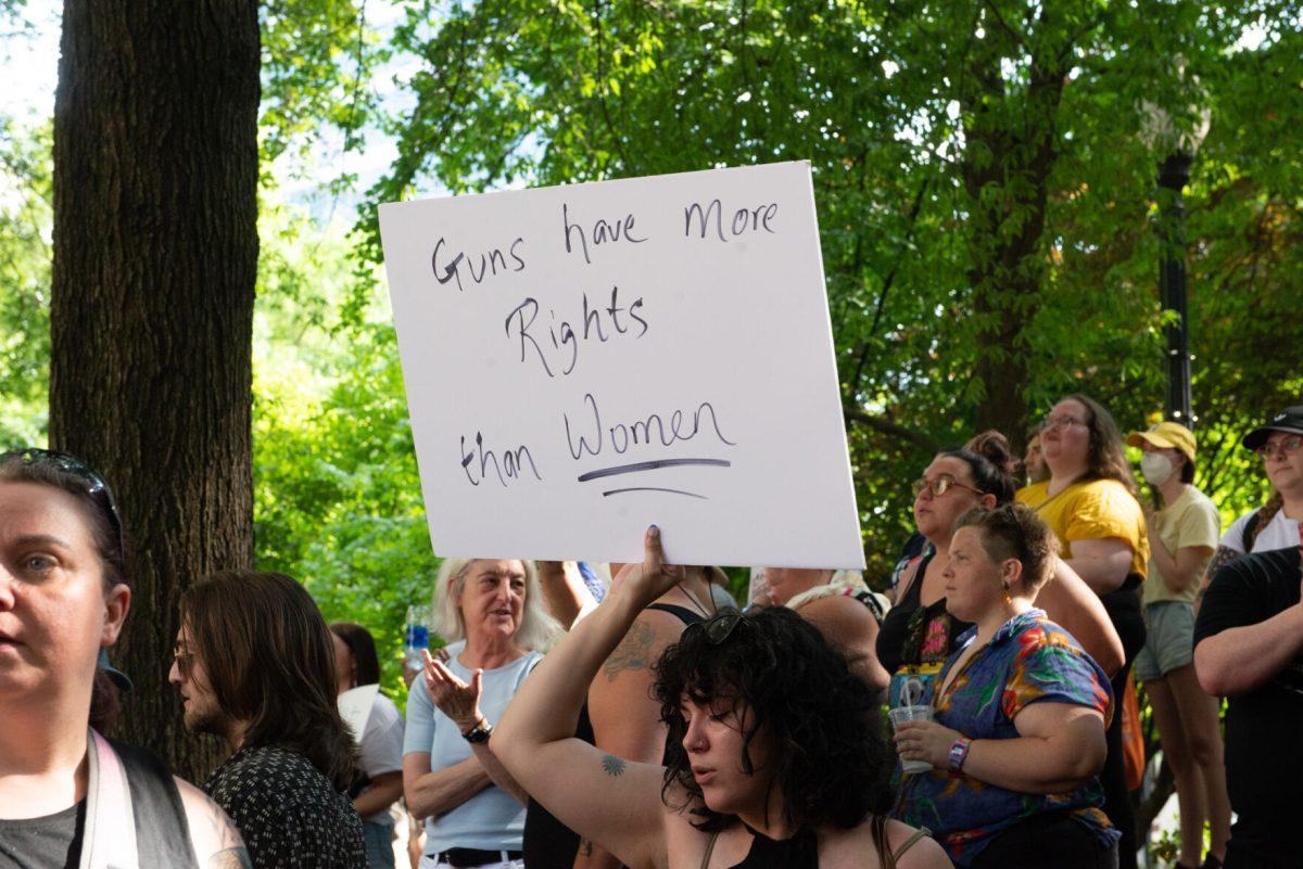 A crowd gathered at Krutch Park and poured into Gay Street to protest the overturning of Roe v. Wade on Friday, June 24, 2022.  