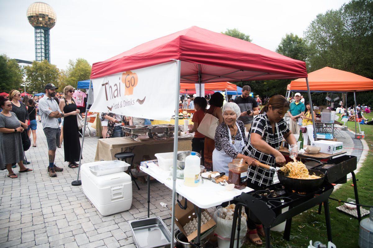 The packed Tai Go food booth serves traditional Thai food at the 6th annual Knoxville Asian Festival at World's Fair Park on Aug. 25, 2019. The Knoxville Asian Festival will return after a two-year hiatus on Aug. 28, 2022. 