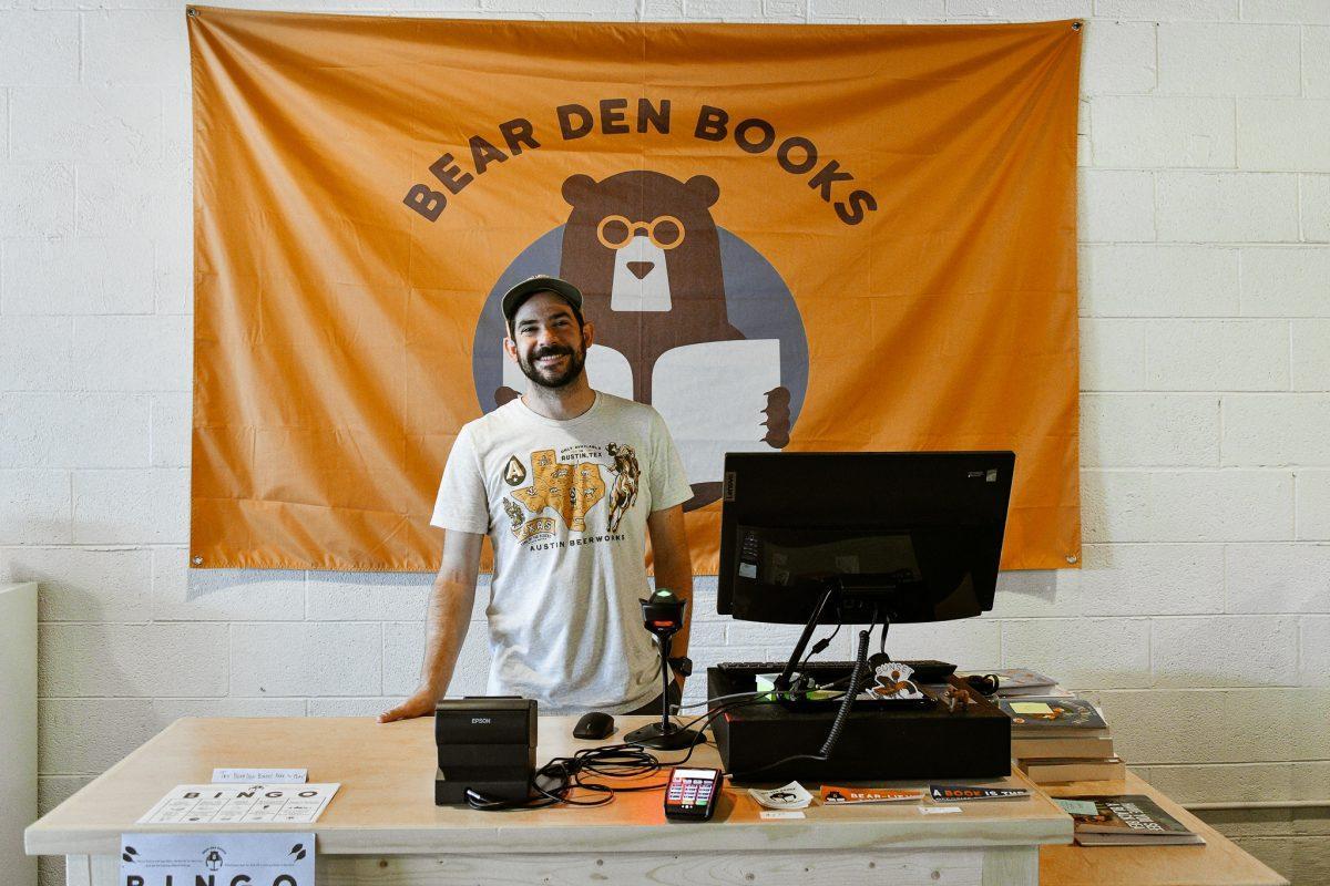 UT Alum Tex Fry is the co-founder and co-owner of Bear Den Books. Fry seen in the shop on Thursday, Aug. 25, 2022.