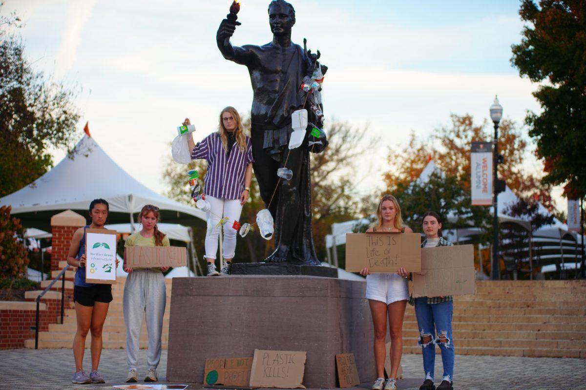 KNOXVILLE, TN - Members of Plastic Free UT protest single use plastics on campus for International Day of Climate Action. Monday, Oct. 24, 2022. 