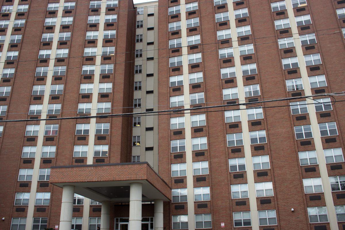 Laurel Hall, completed in 1967, sits atop a hill near campus. 