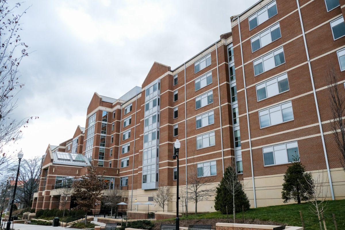 An extension of Ped Walkway runs in front of Brown Hall. 