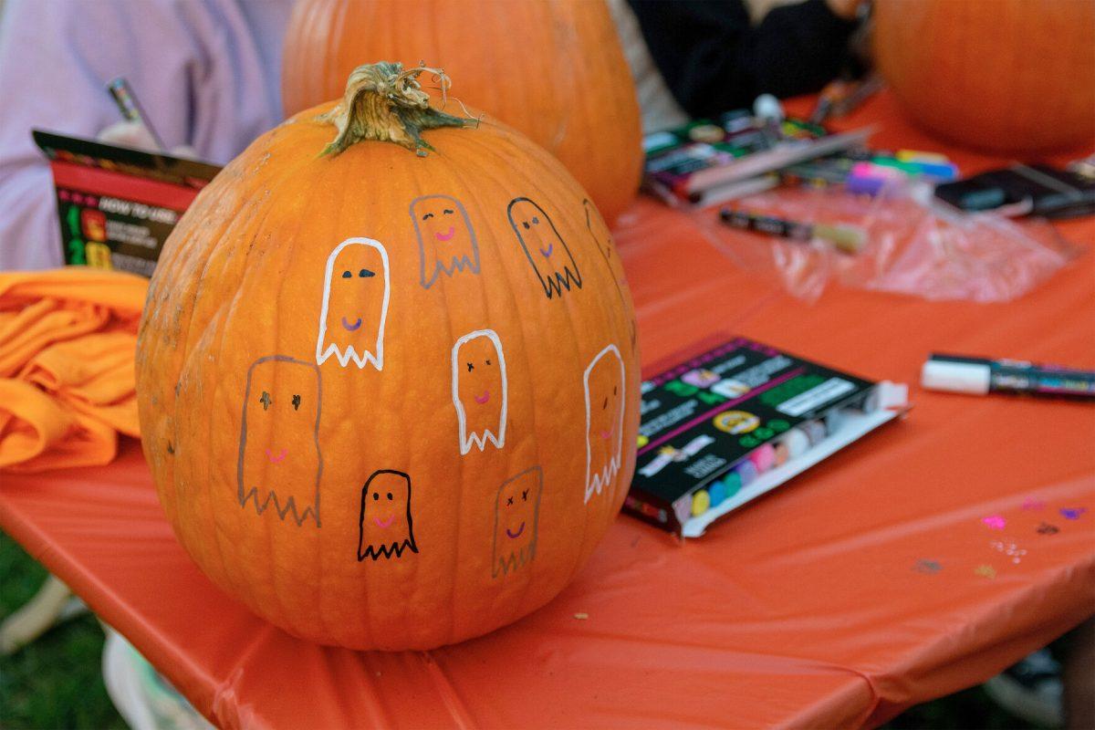 KNOXVILLE, TN - A pumpkin painted for the pumpkin painting contest at Student Union Plaza. Friday, Oct. 21, 2022.