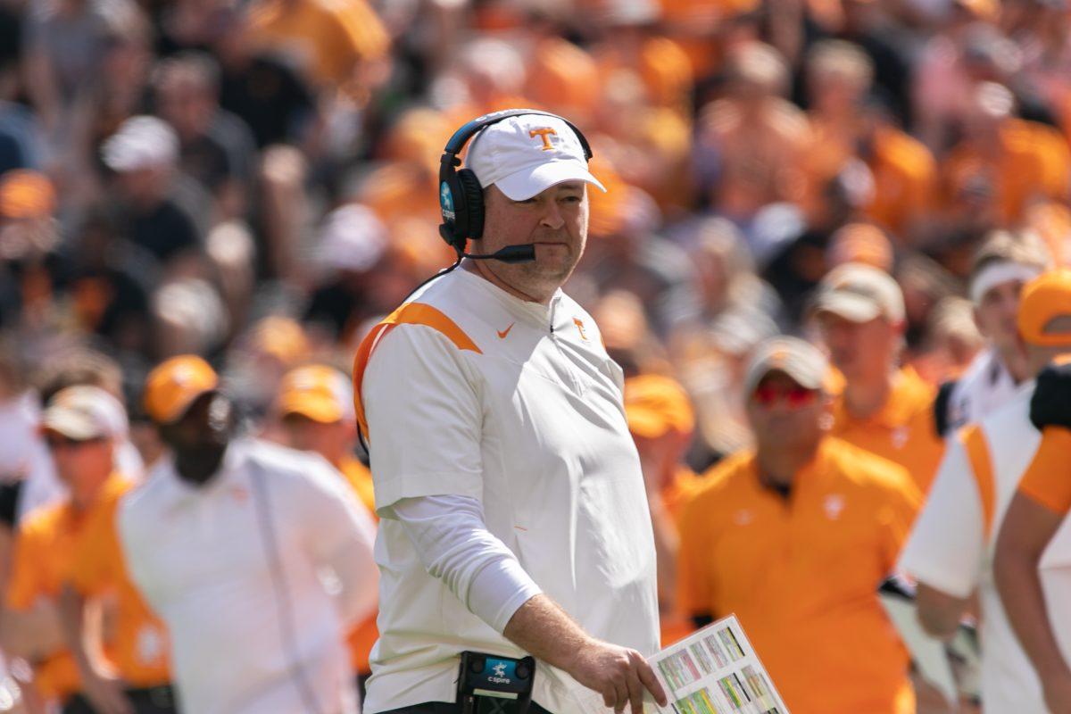 Tennessee Volunteer head coach Josh Heupel during the game against the South Carolina Gamecocks in Neyland Stadium on Saturday Oct. 9, 2021.