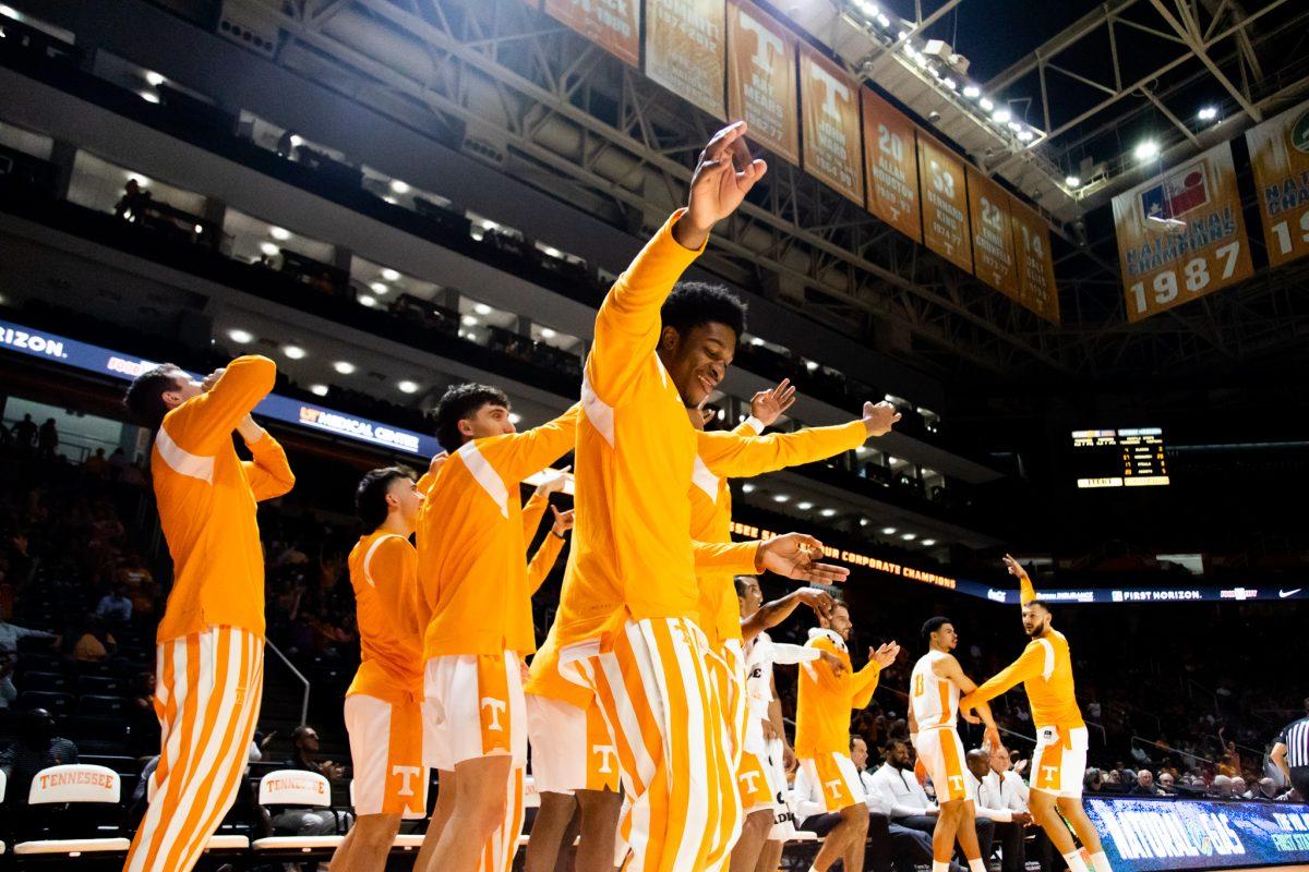 The UT Men's Basketball team prepares for a warm up before the season opening game against Tennessee Tech on Nov. 7, 2022.