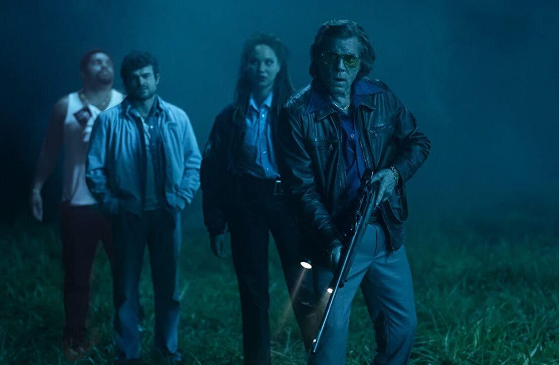 From left to right: O'Shea Jackson Jr., Alden Ehrenreich, Ayoola Smart and Ray Liotta in "Cocaine Bear."