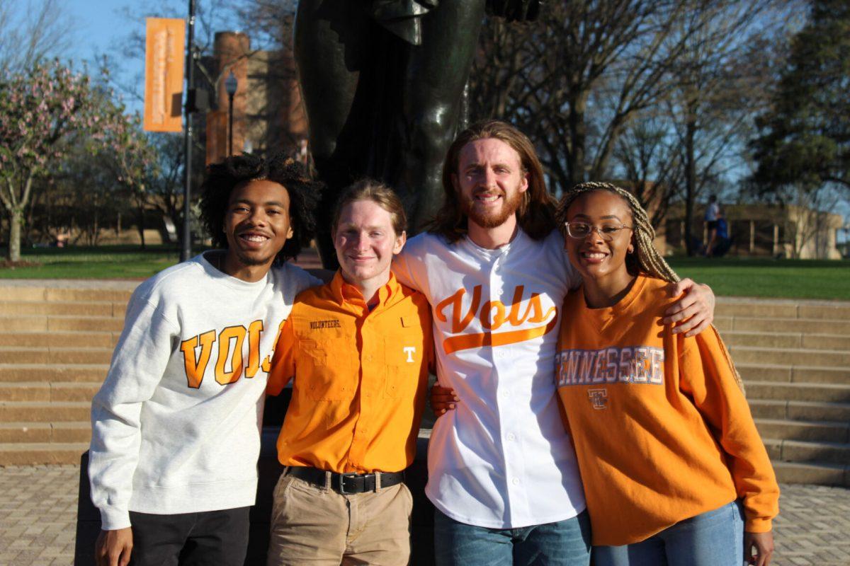 (From left to right) Student Body President candidate Nikolas Dalton, Executive Treasurer candidate Jack Robert Huffman, Student Services Director candidate Colin Zimmer, and Vice President candidate Kendall Williams.