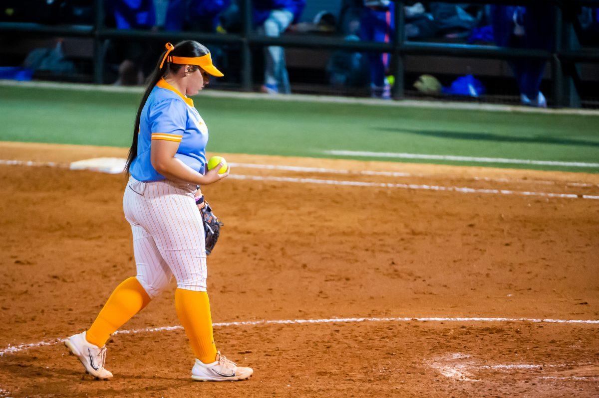 Payton Gottshall, 33 heads to the mound in a win over Florida on April 24, 2023.