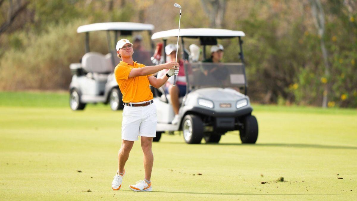 Jake Hall tees off at the All-American collegiate.