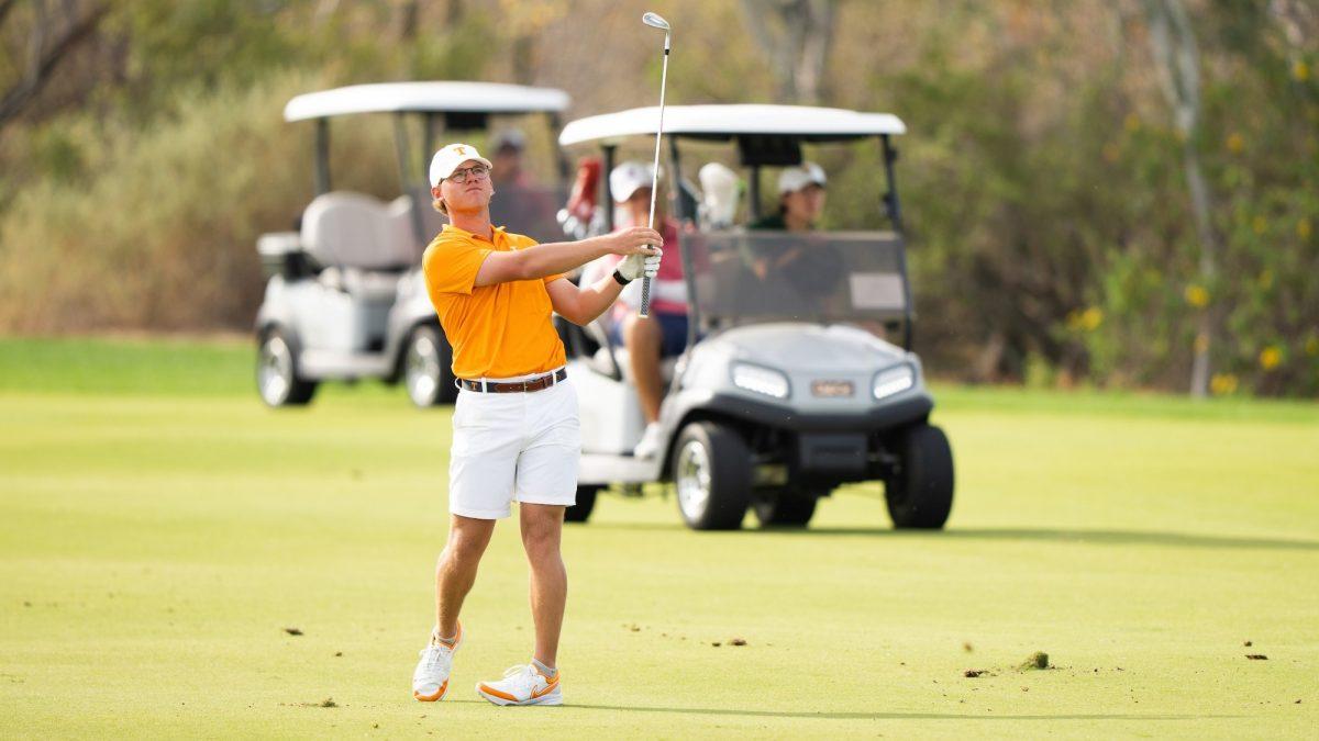 Jake Hall tees off at the All-American collegiate.