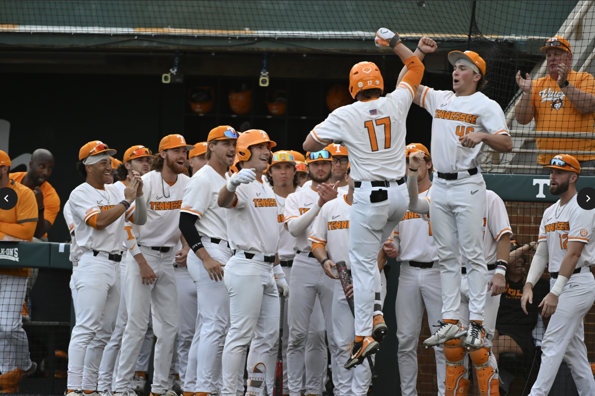 Jared Dickey (#17) celebrates a home run in a win over Kentucky on May 12, 2023.