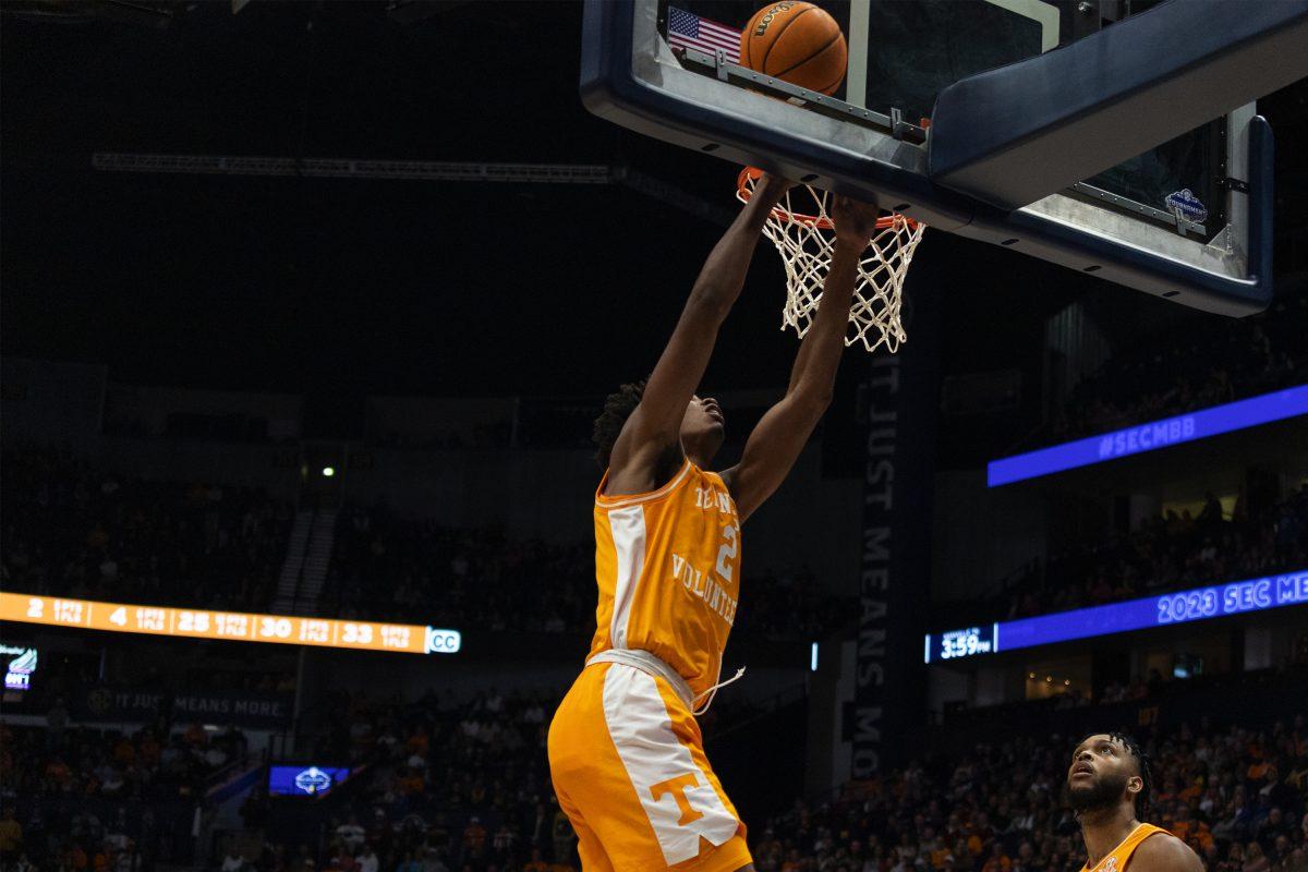 Julian Phillips (2) shoots a layup against Missouri in the SEC Tournament at Bridgestone Stadium. Friday March 10, 2023.