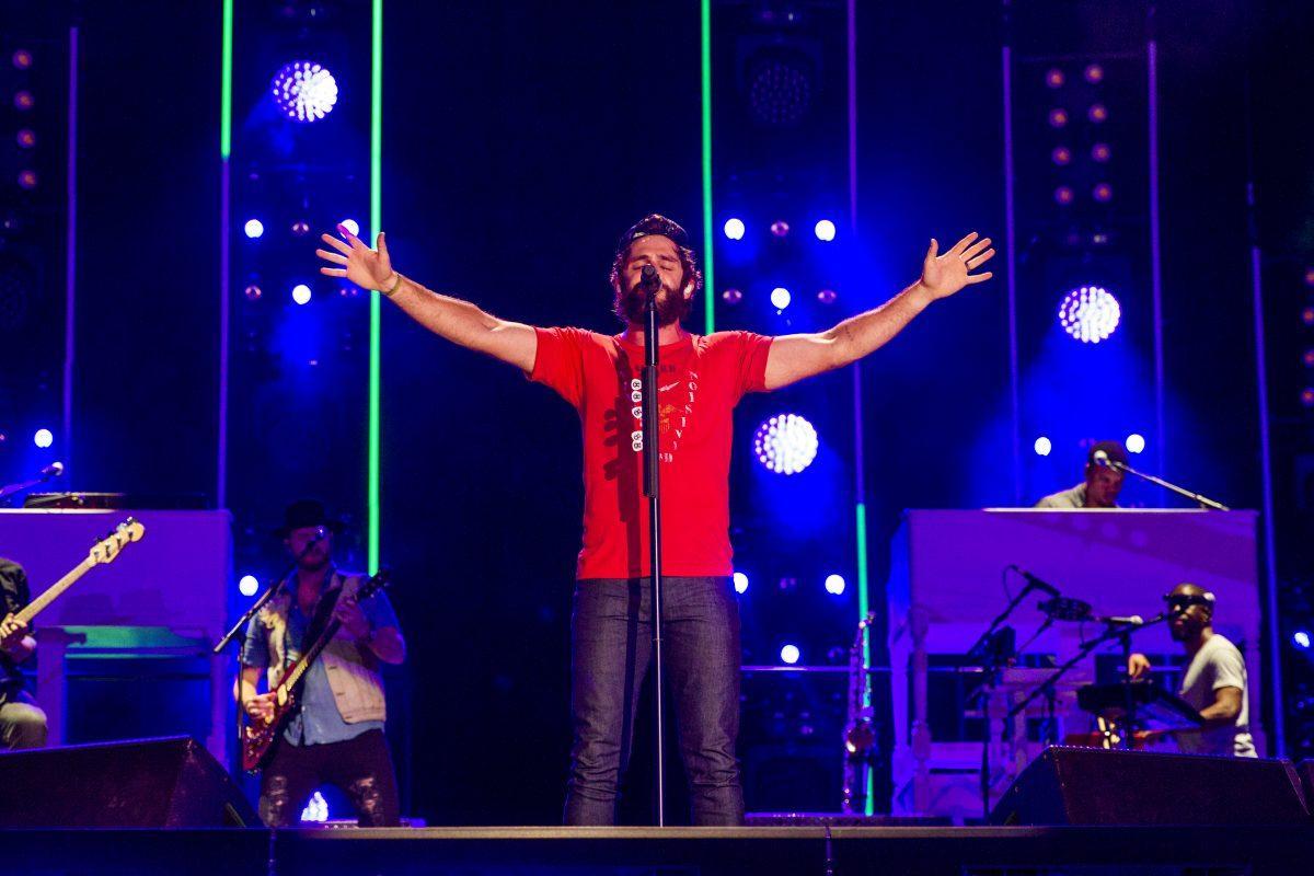Thomas Rhett performs at Nissan Stadium in Nashville for night two of CMA Fest. 